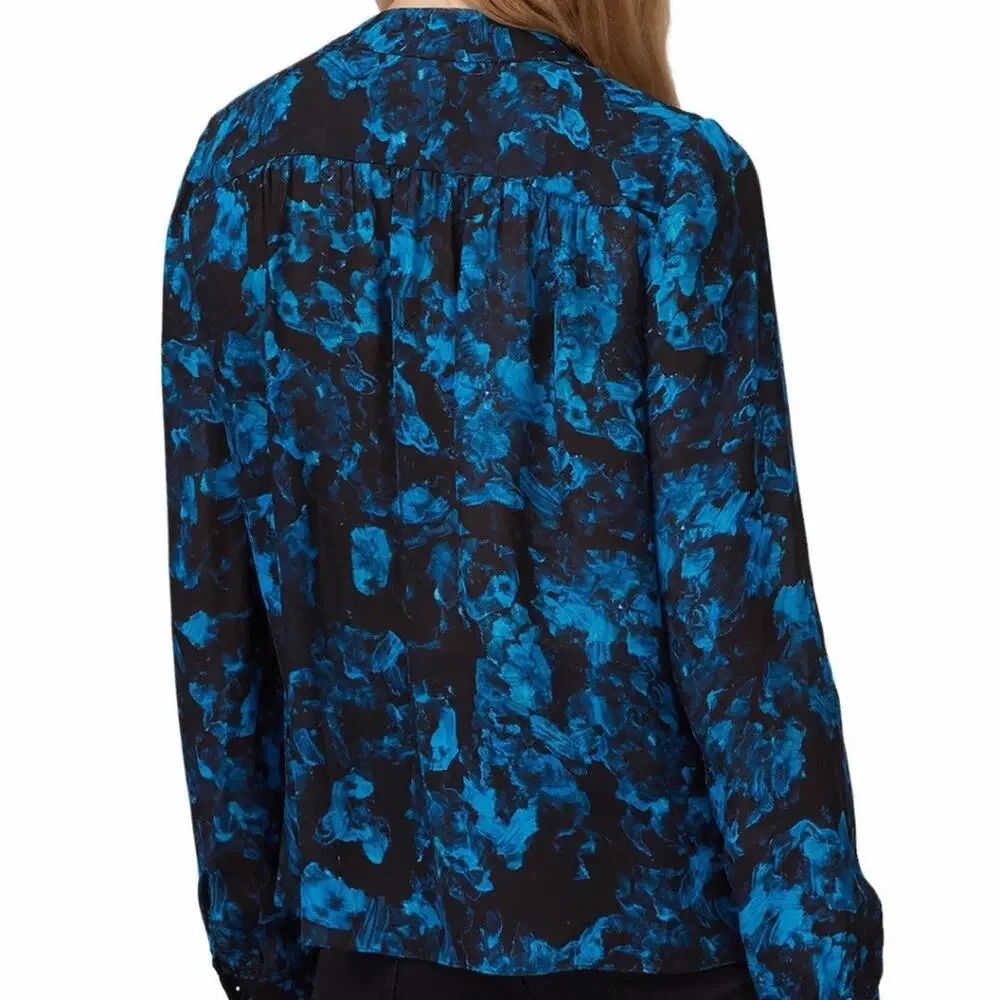 Parker Rio Silk Blend blouse blue black - S